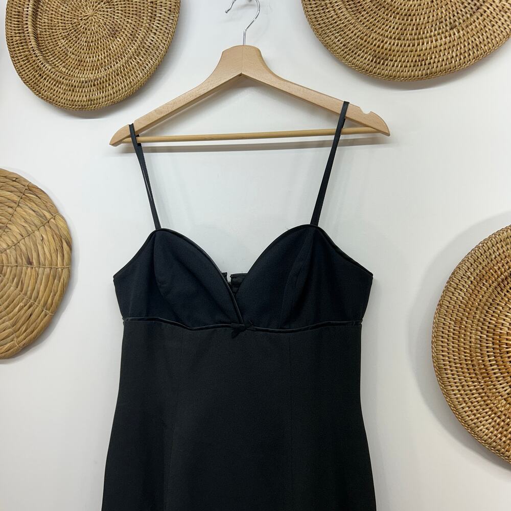 Vintage Y2K 2000s ABS Black Neutral Minimalist Bow Sleeveless Mini Dress 10